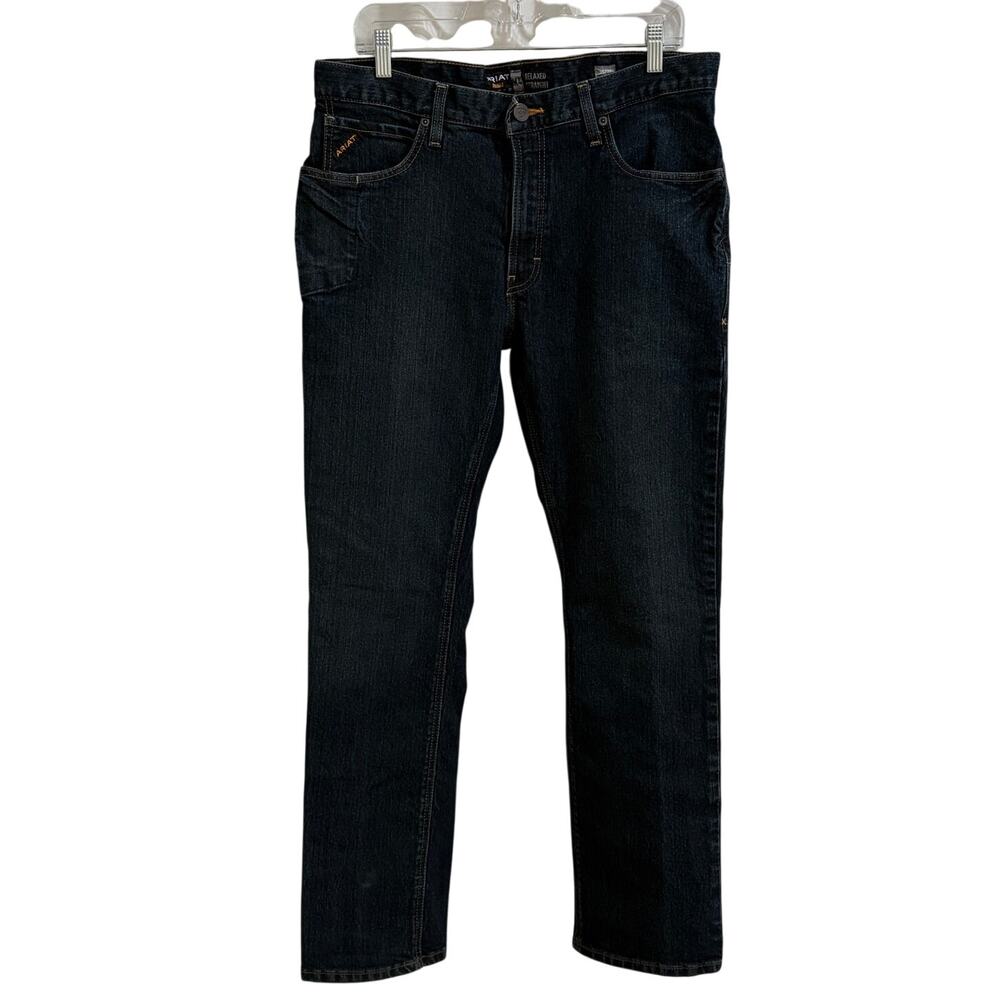 Ariat M4 Jeans Mens 35x32 Rebar Relaxed Straight Work Durastretch Blackstone